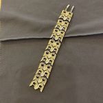 Womens Link Chain Double Fold Over Clasp Wide Arrow Bracelet Goldtone One Size Gold Photo 1