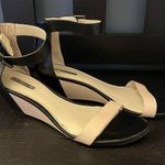 BCBGeneration BCBG Black Cream Low Wedge Ankle Strap Buckle Women’s Size 9 Photo 0