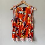 Rebecca Minkoff NWOT  Women's Sleeveless Floral Lace Trim Tank Top Orange small Photo 9