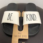 Rae Dunn  Black Ivory Be Kind Slides NWT 8 *minor discoloration* Photo 1