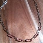 Red Austrian Crystal Paperclip Ion Plated Rose Gold Stainless Steel Necklace Photo 2