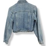 Vintage Jean Jacket Cropped Women Medium Wash Zipper Front Trucker Cotton Denim Blue Photo 1