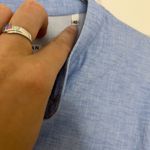 Caliban Skin Like Quarter Button Down Long Sleeve Blouse Top Sz 42 US 4/6 Blue Photo 4