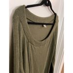 Venus  Olive Green Waffle Knit High Low Asymmetrical Midi Dress Plus 1X Thermal‎ Photo 3