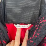 Victoria's Secret Red Black Lace Satin Babydoll Chemise Lingerie L Underwire Photo 2