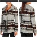 Paige Haylynn Heather Gray Custard Brown Zip Up Coat w/ Leather Belt $249 VGUC S Photo 9