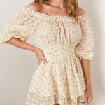 American Eagle Small Romper Off-Shoulder Ruffled Floral Smocked Balloon Sleeves Photo 0