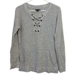 American Eagle Jegging Fit Pullover Sweater Lace Up Front Knitted Gray Sz Small Photo 0