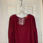 Spoiled Maroon/Red Scoop Neck Lace Accent Top 2X Photo 4
