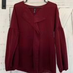 Burgundy/Crimson Ruffle Blouse Red Size M Photo 0