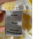 John Mark  100% Linen Yellow Polka Dot Button-Back Blouse PM Petite Medium Photo 4