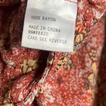 Nicole Miller  Blouse Womens M Red Floral Crop Tie Waist Boho Peasant Hippie Photo 5