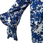 Vince Camuto Floral Ruffle V-Neck Loose Blouse Top Flutter Sleeves Blue Medium Photo 5