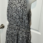 Black Floral Print Halter Neck Romper Shorts Elastic Waist Size XXL Photo 0