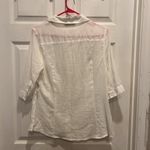 Old Navy  White Linen Cotton Blend Ruffle Front Top‎ 3/4 Sleeves Medium NWT Sheer Photo 5