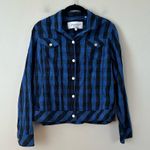 Foxcroft  | Women's Tina Buffalo Crinkle Check Jacket Blue and Black Size 12P Photo 1