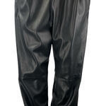 ZARA Black Faux Vegan Leather Elastic Waist Tapered Joggers Trouser Pants Size M Photo 0
