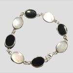 Sterling Bracelet Comprised of Alternating Links of Black Onyx & Mother of Pearl Photo 7
