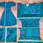 Valerie Stevens Vintage 100% Pure Silk 80’s Turquoise & Purple Dress Photo 14