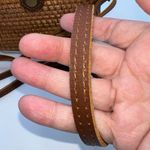 Vintage Handmade Wicker Basket and Leather Crossbody Bag Brown Photo 1