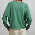 Anthropologie  Dina V Neck Oversized Textured Top Green Moss Size Medium Photo 2
