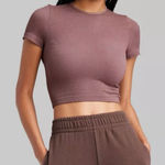 Wild Fable  Seamless Baby Crop T-shirt Top Chestnut Mauve Women’s S NWT Photo 0