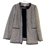 Chico's Women's Striped Tweed Blazer w/ Jeweled Collar Size S Photo 0