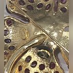 Kenneth Jay Lane Gold Plated Ruby‎ Red Art Glass Cabochons Flower Pin 3.0” New Photo 2