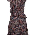 Aria Senlis Multicolored Paisley Printed  Ruffle V-neck Dress Size Small Photo 0