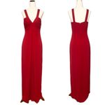 Adrianna Papell Long Red Low Cut Evening Gown Cocktail Formal Party Dress Size 6 Photo 1