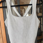 Alo Yoga ALO Ribbed Alosoft Longline Sports Bra Athletic Heather squareneck chic tank top Photo 0