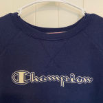 Champion EUC |  women’s navy blue‎ logo crewneck — small Photo 1