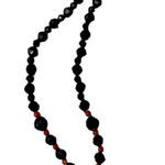 Handmade  Raven Black Beaded Necklace with Red Corral Accents Photo 0