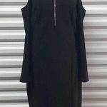 New Look Dress Women 1X Black Long Sleeve Cold Shoulder Quarter Zip Bodycon Photo 0