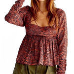 Free People Tiger Print Peplum Blouse S Photo 0