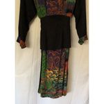 Vintage Platinum Dorothy Schoelen Skirt Set Jacket Top Skirt 2 pcs Sz S Abstract Black Photo 10