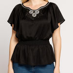 Lucy Paris Black Embroidered Blouse, size S Photo 0