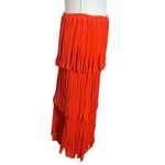 Proenza Schouler Fringe Knit Midi Skirt Women’s Size Large Orange Tiered S22 Photo 3