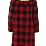 Madewell Red & Black Buffalo Plaid Wool Blend Tie Neck Shift Dress Size XXS Photo 2