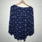 IZOD Anthropologie Maeve Boswell Blouse Blue V-Neck Balloon Sleeve Pullover Top 20W Photo 2