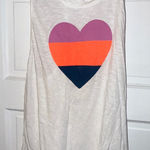 Sundry  Women’s White Striped Heart Twist Racerback Tank Top Size L NEW Photo 0