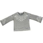 Westport | Gray with Floral Appliqués Bell Sleeve Sweatshirt | Large Photo 2
