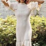 HAPPY X NATURE RUFFLE IVORY WHITE SWEATER DRESS L Size L Photo 3