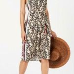 Miken Leopard Print Side Stripe Cover Up Midi Dress Tassel Belt Size XS New Brown Photo 0