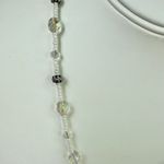 Hand Crafted Floral Blue Disc Necklace White, Silver and Clear Beads Photo 3