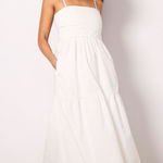 Evereve  Emmie Ruched White Pockets Midi dress large Photo 0
