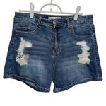 Almost Famous  Denim Shorts Distressed Ripped‎ Blue Jean Casual Size 9 Photo 2