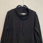 Lou & grey ANN TAYLOR LOFT Solid Black Drawstring Cowl Neck Pullover Sweatshirt Photo 2