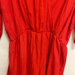 ZARA  Basic Red 3/4 Sleeve Faux Wrap Lined Mini Dress‎ Size Medium Photo 2