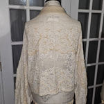 Anthropologie  Womens Tan Natural Cropped Lace Cardigan Sweater‎ M/L Medium Large Photo 1